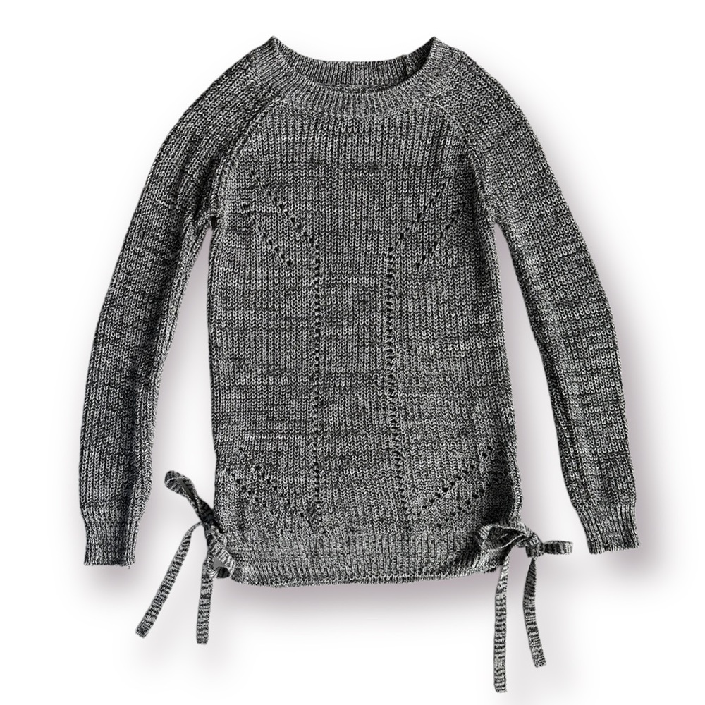 SO Heather Gray lace up side Knit Textured Sweater Fall Clothing Women's Small